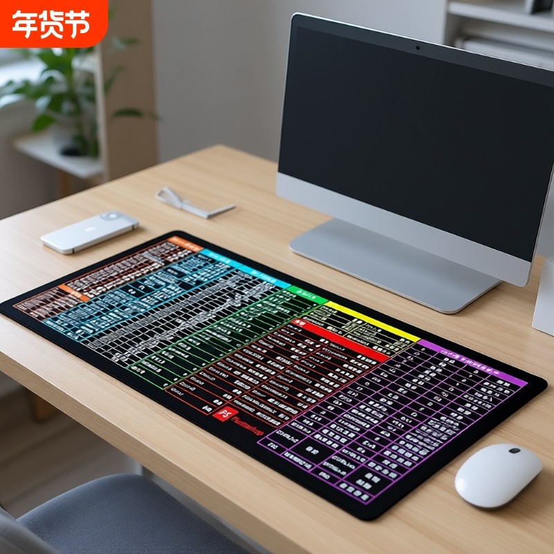 加厚护腕CAD快捷键超大鼠标垫防滑办公桌垫小号可爱女键盘桌面垫