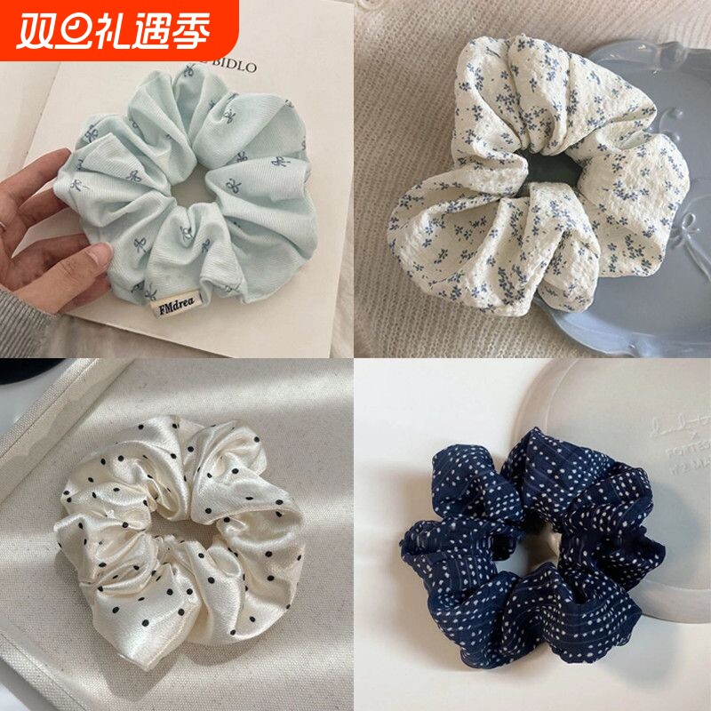 韩系bm风简约大肠清新碎花发圈新款马尾气质头发发绳高级头绳发饰