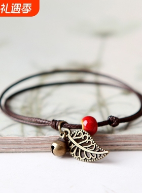 青歌景德镇陶瓷串珠手链脚链情侣闺蜜波西米亚复古首叶子饰品摆摊