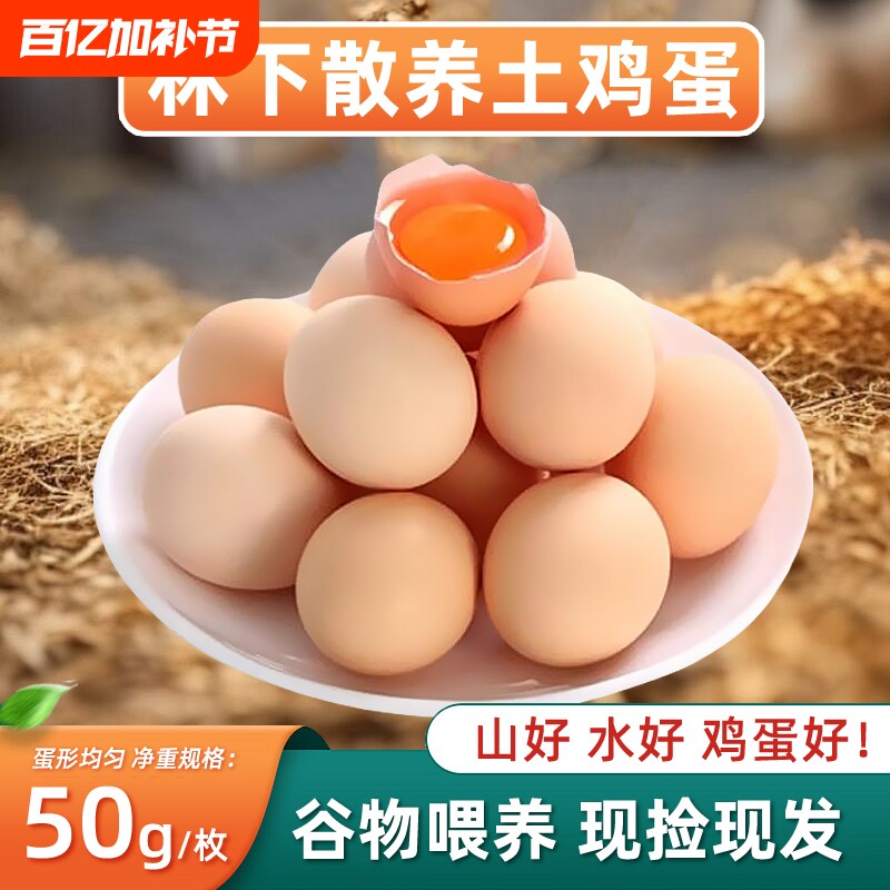 土鸡蛋正宗林下散养笨鸡蛋月子营养溏心蛋±50g湖北大别山谷物蛋