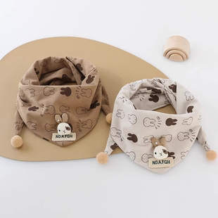 宝宝围巾秋冬季 婴儿小兔子三角巾春秋天男童女孩保暖防风围脖 韩版