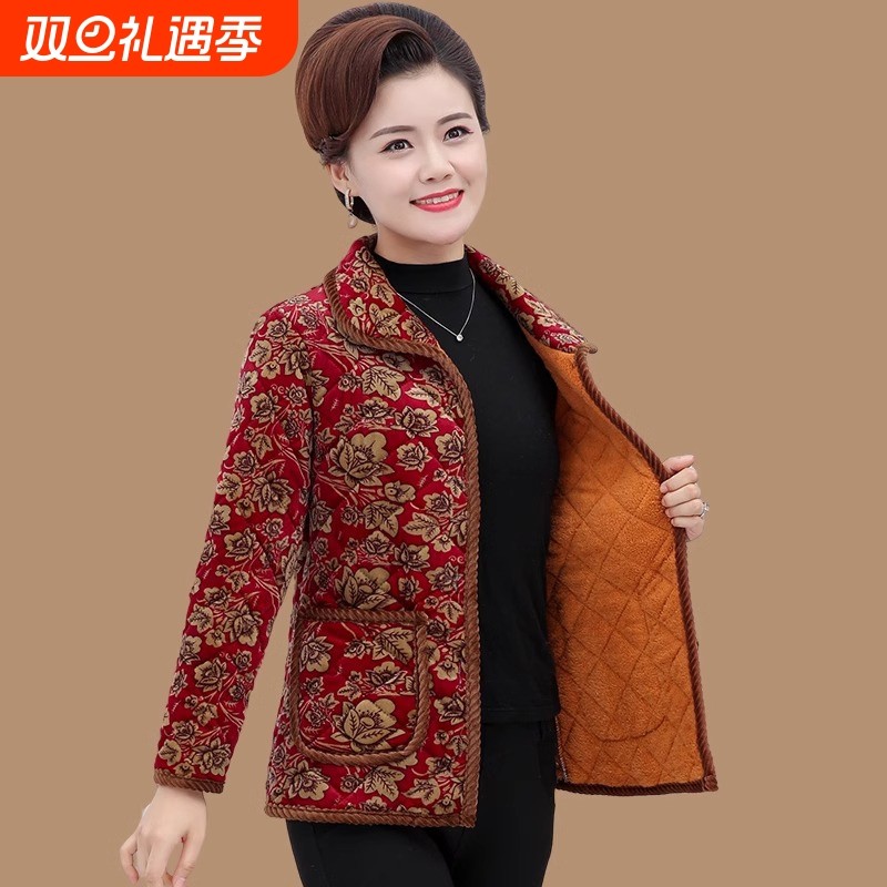 妈妈冬装外套中老年加绒加厚外套