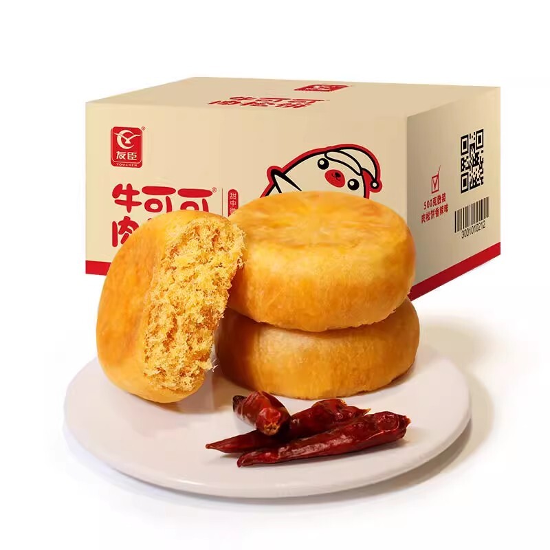 友臣香辣味肉松饼500g零食营养早餐面包糕点