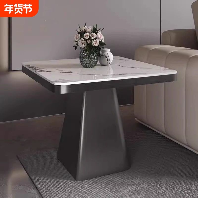 轻奢岩板现代简约边几角几客厅阳台酒店小桌子民宿客房高级小茶几