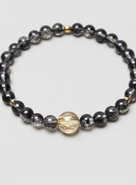 天然黑发晶手链金发晶招财礼物