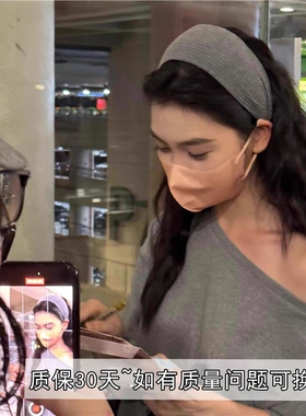 易梦玲同款宽边灰色发箍女2025新款高颅顶针织头箍发带卡发饰防滑