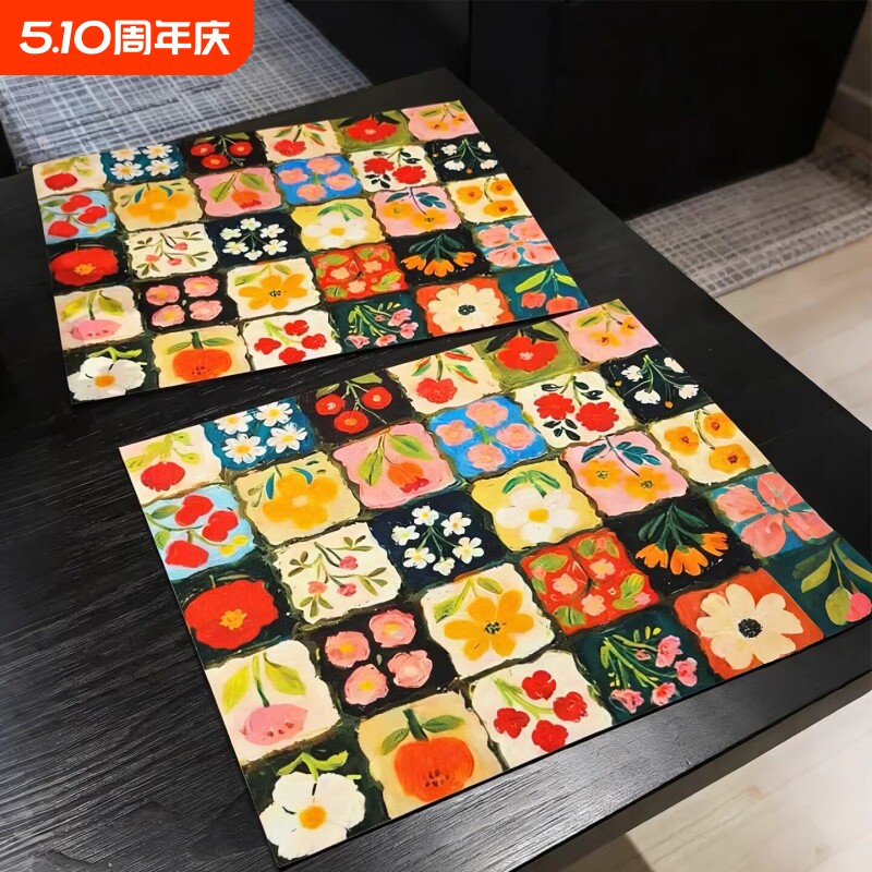 硅藻泥餐垫沥水垫美式油画风厨房台面吸水咖啡垫防滑耐用置物垫