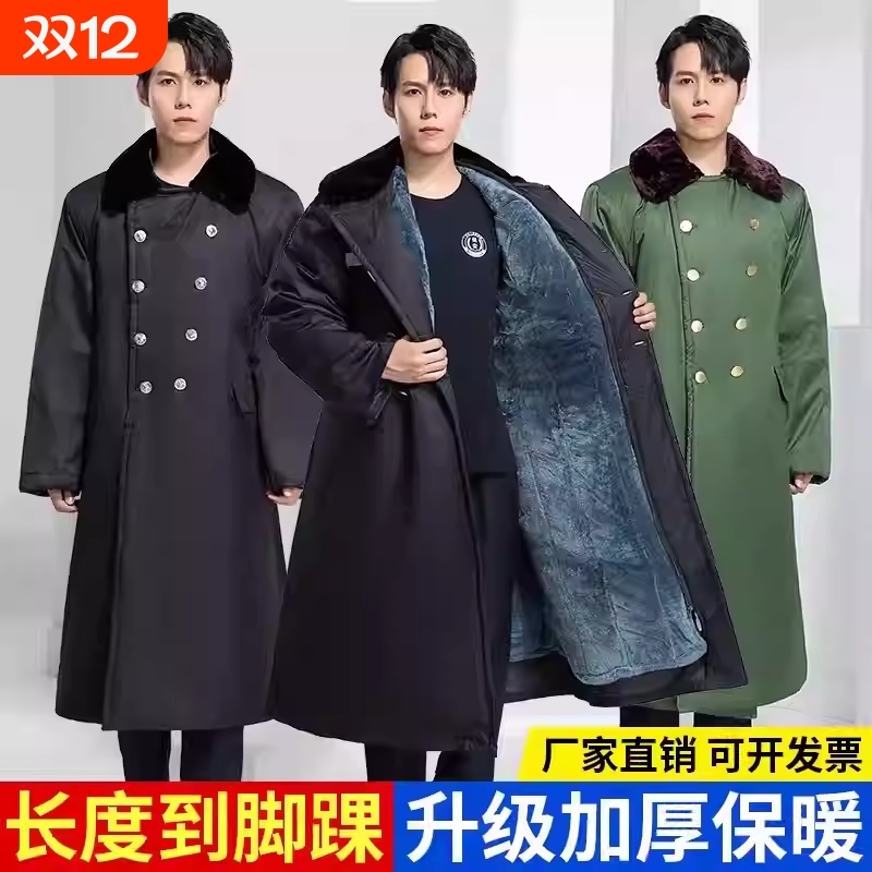 加绒加厚保暖绿色东北棉袄棉大衣男劳保冷库防寒服新款军大衣冬季