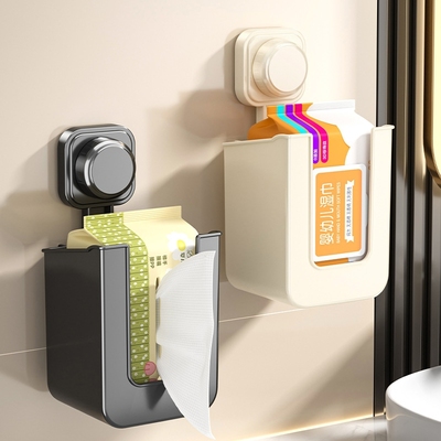 卫生间吸盘纸巾盒壁挂式免打孔厕所抽纸卷纸架浴室卫生纸置物架子