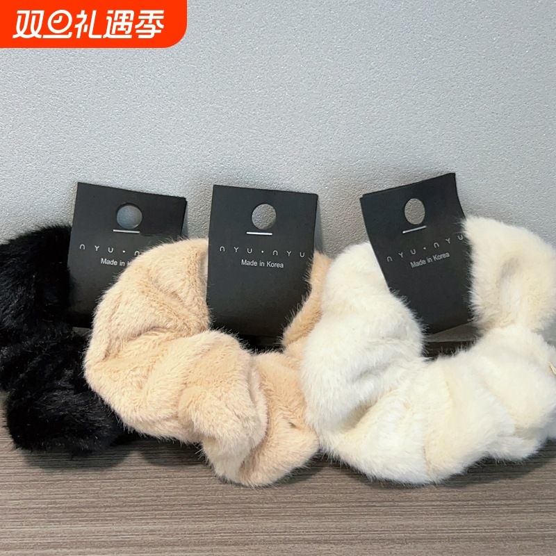 秋冬韩国软糯手感貂绒毛绒大肠发圈温柔气质淑女头绳发绳皮套发饰