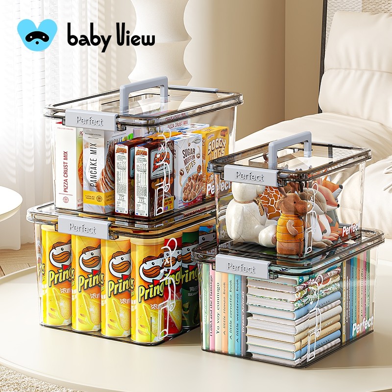 Babyview透明收纳箱大容量塑料衣服整理箱儿童玩具零食手提收