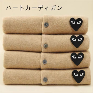 黑色 PLAY毛衣亲子女外套红色冬季 100纯羊毛刺绣针织衫 羊绒开衫