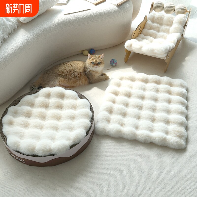 猫垫子睡觉垫圆形加厚加绒坐垫大猫狗窝兔毛绒猫咪垫保暖宠物垫子
