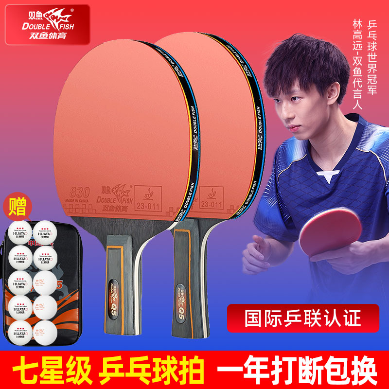初学者乒乓球拍双鱼送拍包十个球