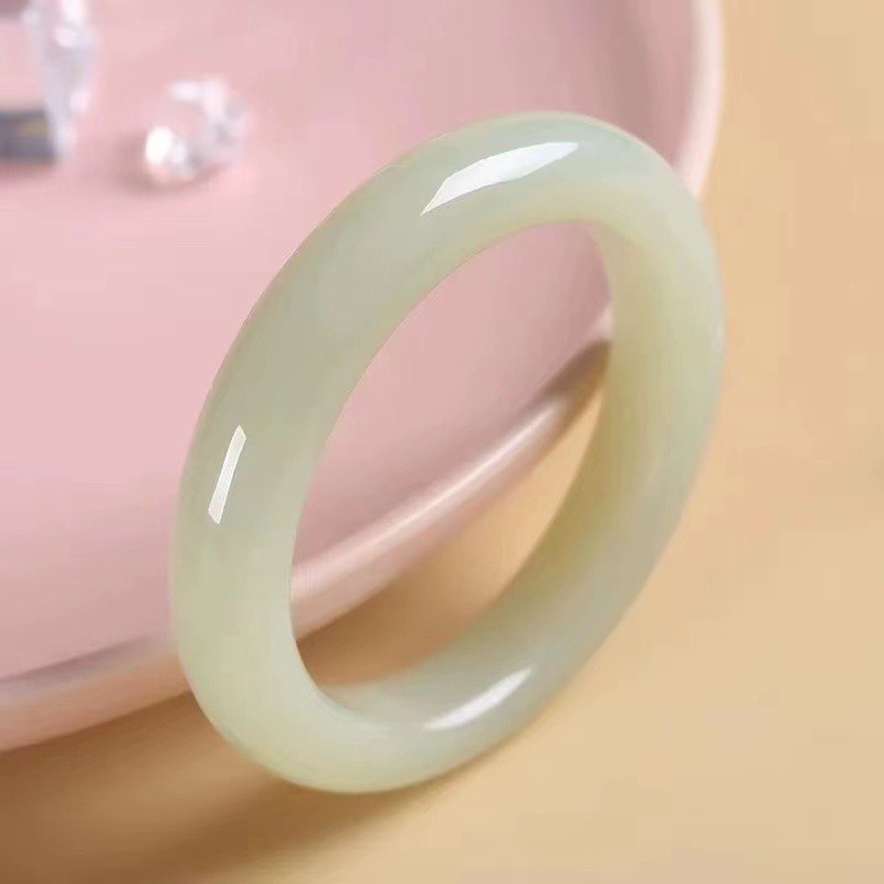 爆款新疆和田玉手镯高端羊脂细条圆条女款玉镯仿玉石玉镯手饰