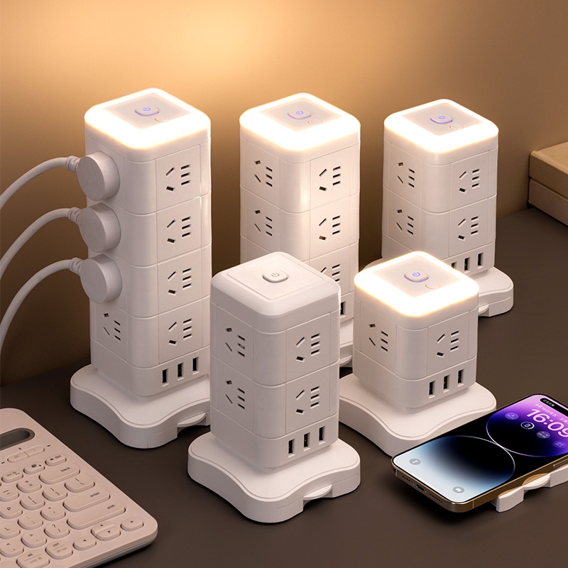 桌面插排立式魔方插座面板多孔带USB充电无线充多功能插线板转换