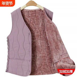 中老年人马甲女秋冬款奶奶装加绒棉背心妈妈加绒春秋坎肩保暖外套