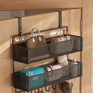 门后挂钩置物架门上挂衣架免打孔挂门后挂篮超薄衣柜侧包包收纳架