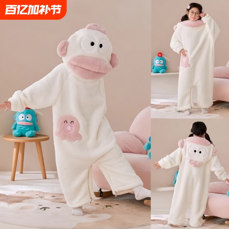 小丑鱼儿童可爱搞怪连体睡衣男孩女童秋冬季加厚珊瑚绒亲子家居服
