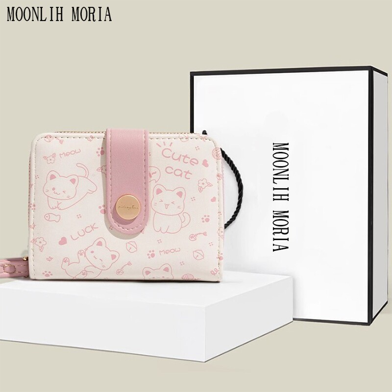 日系可爱卡通一体零钱包新款韩版折叠短款卡包女2025新款学生钱包