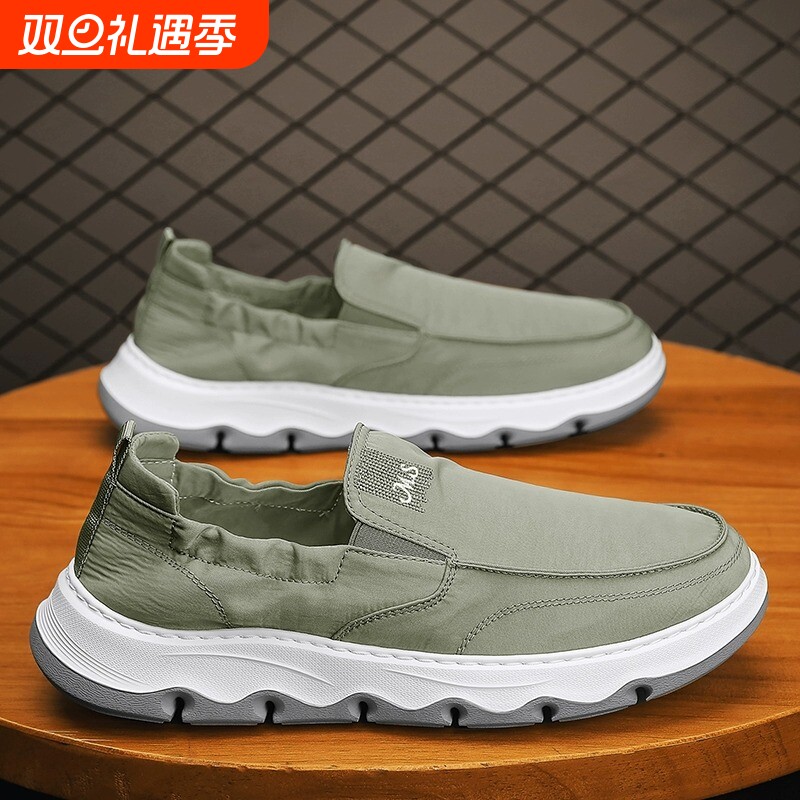 冰丝帆布男鞋秋季透气懒人一脚蹬运动休闲防臭板鞋薄款老北京布鞋