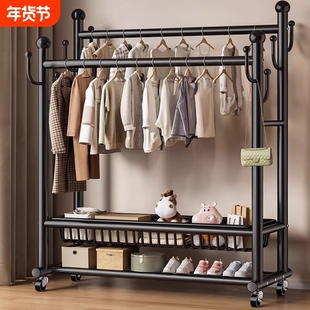 衣架落地卧室加粗室内晾衣架家用挂衣架子阳台移动简易衣架置物架