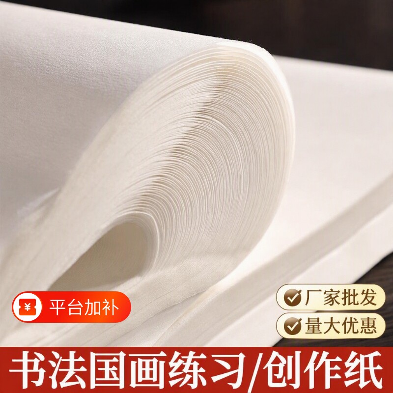 书画纸国画生纸作品纸工笔画熟纸初学者书法练习纸毛笔字的纸练字纸半生半熟四尺对开书法纸小楷六尺三尺适合