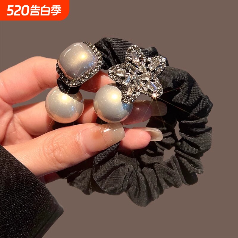 发圈高弹力水钻珍珠小肠女高级感可拉伸皮筋扎马尾丸子头气质