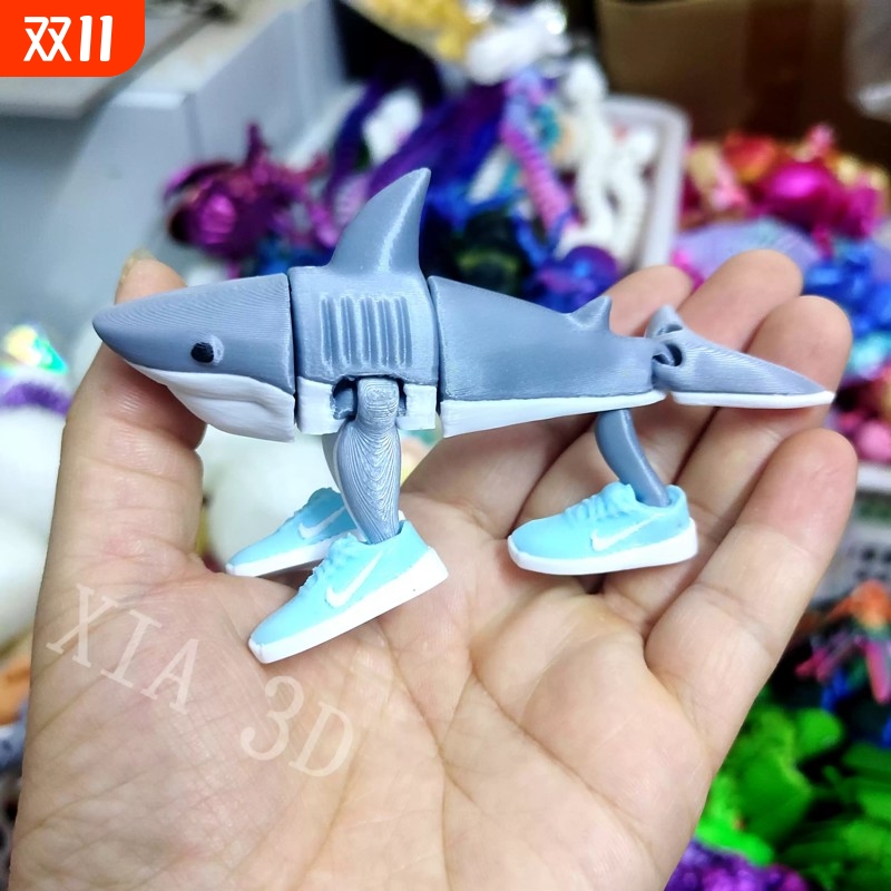 3d打印玩具外国山海经鞋子鲨鱼可活动关节摆件手办儿童生日礼物