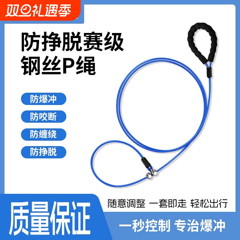 遛狗绳防爆冲狗链子小型犬幼犬赛级p绳宠物牵引绳训犬P链中大型犬