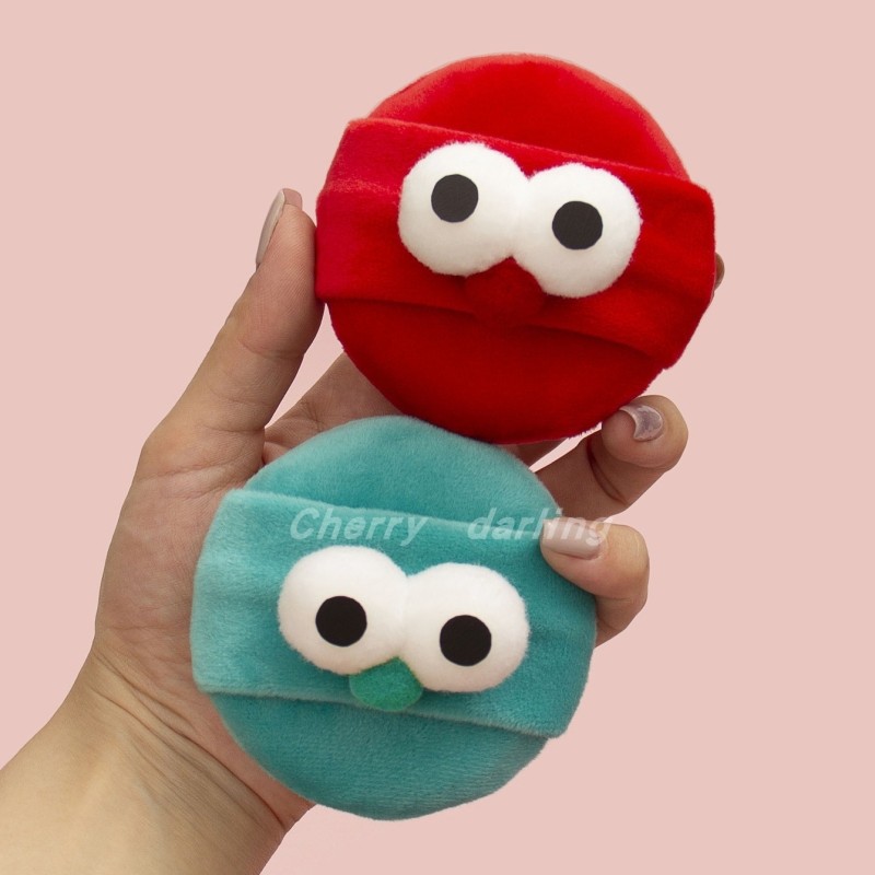 大眼仔毛绒柔软散粉扑大号干粉扑蜜粉扑植绒化妆面扑卡通定妆粉扑