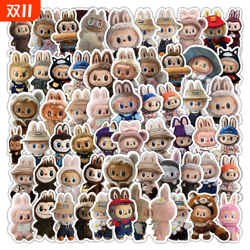 拉布布贴纸labu布60张ins风可爱卡通创意装饰文具手账diy贴画批手账贴纸