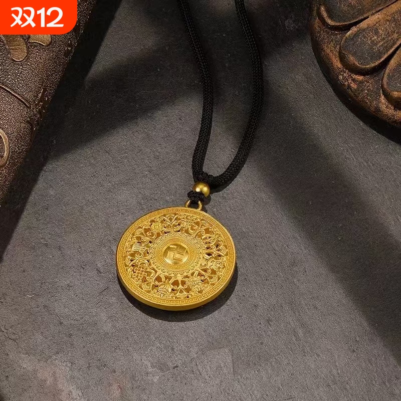 沙金财神貔貅吊坠黄金色仿真金