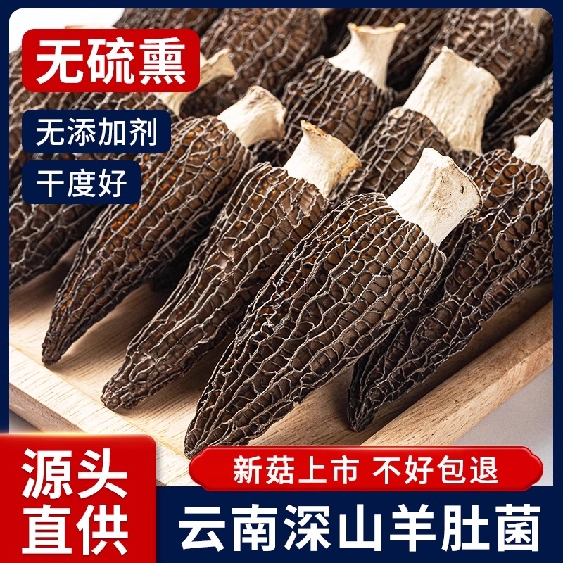 羊肚菌干货非特级野生新鲜菌菇煲汤干货食材旗舰店礼盒云南