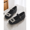 女外穿毛呢加绒单鞋 羊皮版 配裙子毛毛鞋 内增高法式 女 玛丽珍女鞋