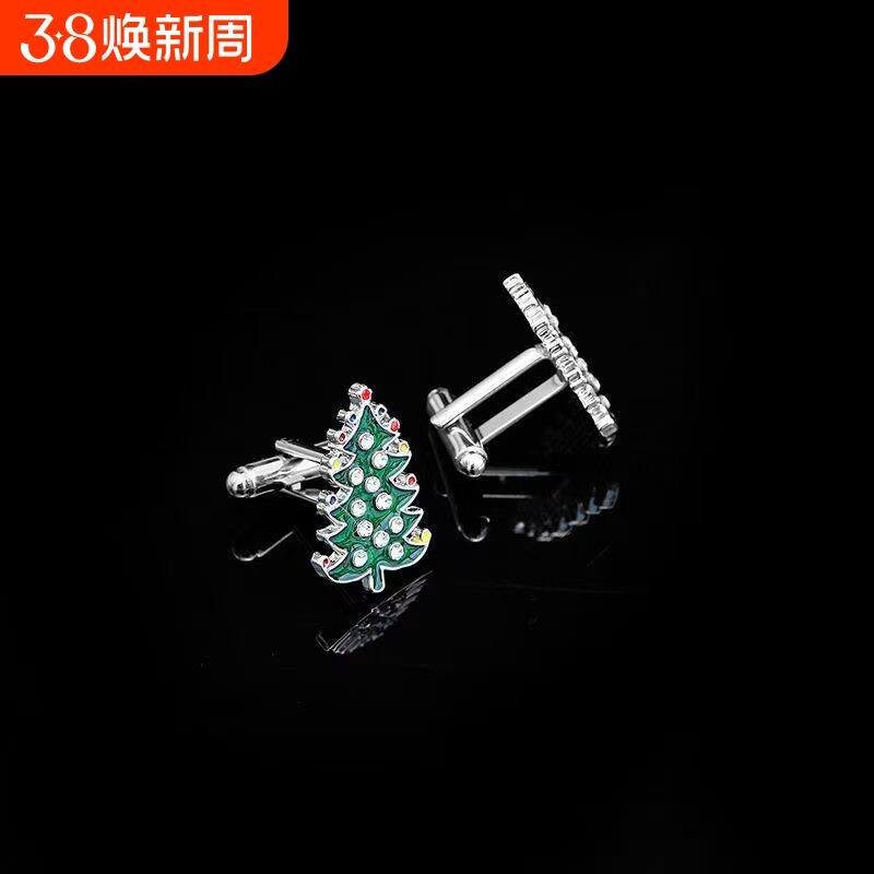 欧美创意袖扣男女圣诞树法式衬衫袖扣商务衬衫袖扣男