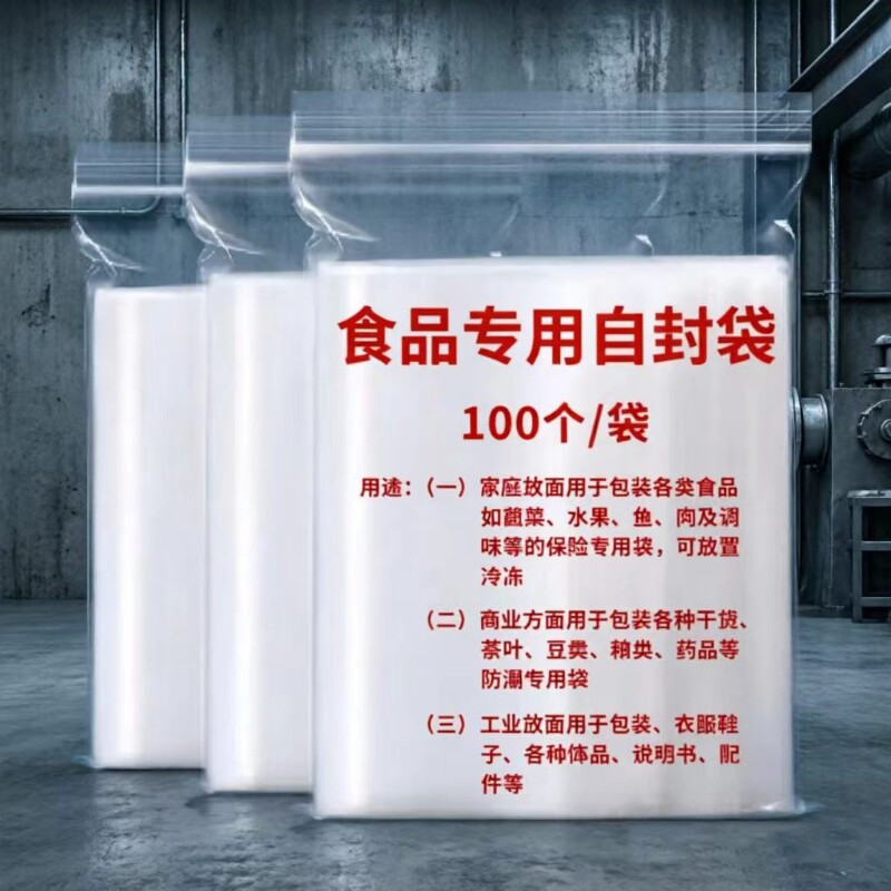 食品级保鲜袋自封袋带封口分装塑料包装袋家用密封袋透明封口袋