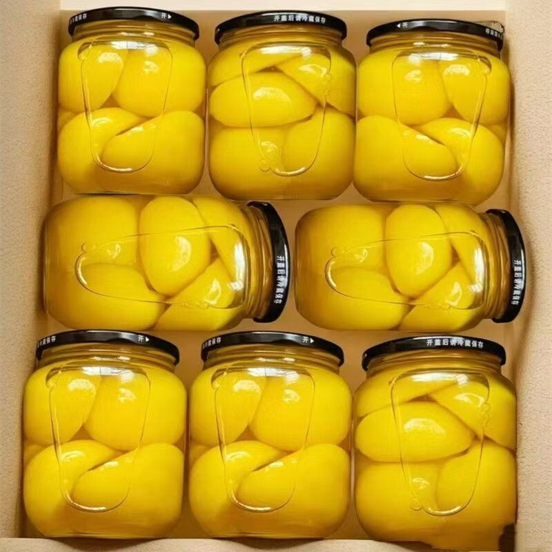 黄桃罐头开盖即食超大瓶水果果肉黄桃休闲零食年货新鲜水果批发