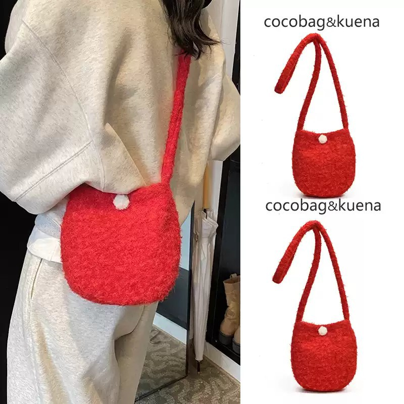 氛围感蛋壳包包女2025新款秋冬软糯毛绒水桶包椭圆单肩斜挎包