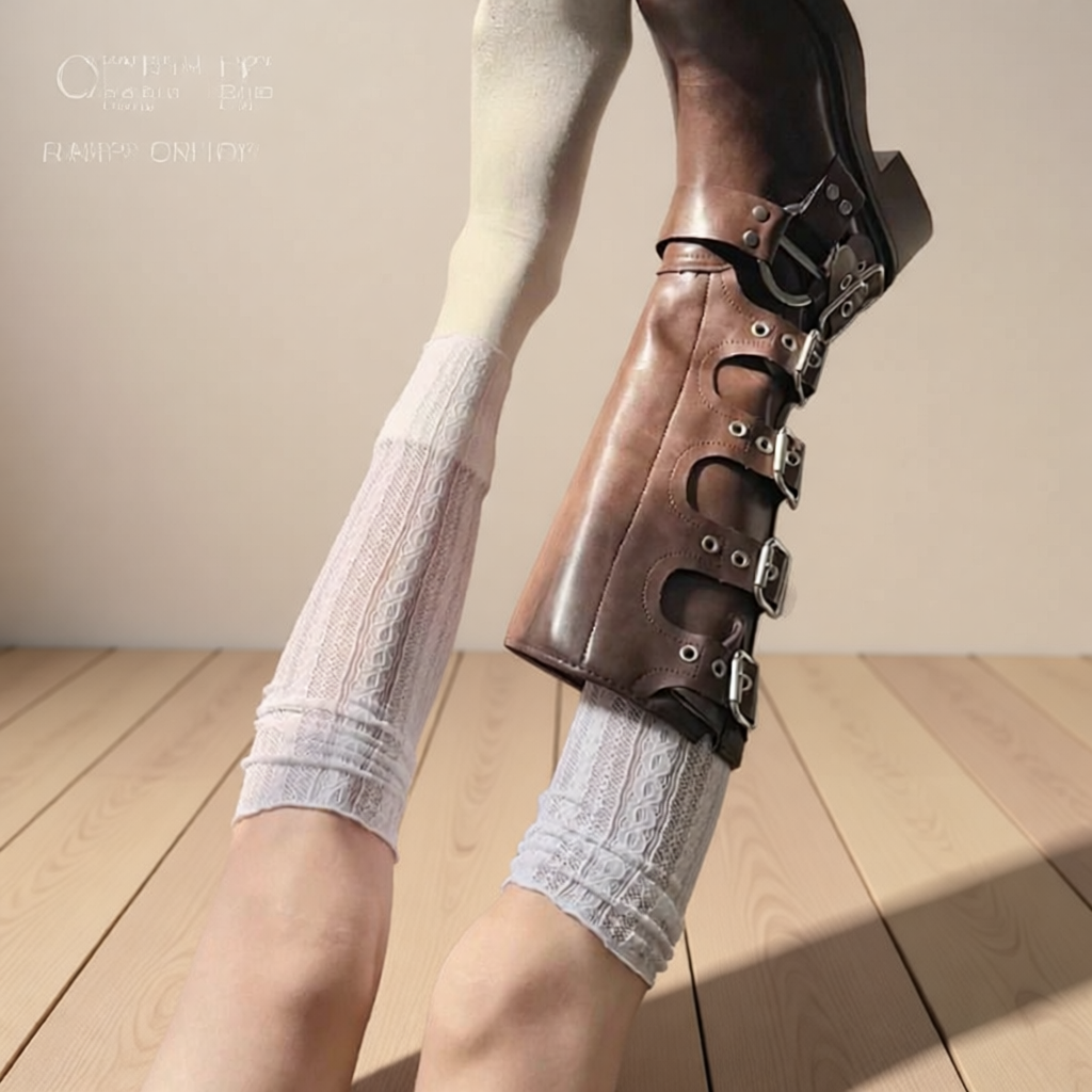 蕾丝花边袜套秋冬中筒堆堆袜腿套长筒袜配长筒靴小腿袜羊毛白色