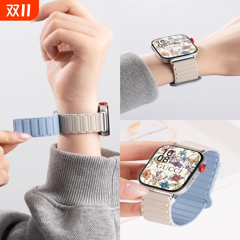 张婧仪同款适用华为fit4表带手表智能手环watchfit3腕带fit4pro新款夏天磁吸硅胶原装替换女运动高级感手表带