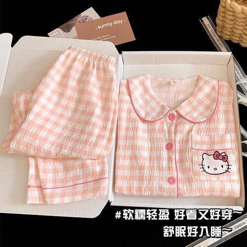 女童睡衣儿童春秋季云朵棉长袖