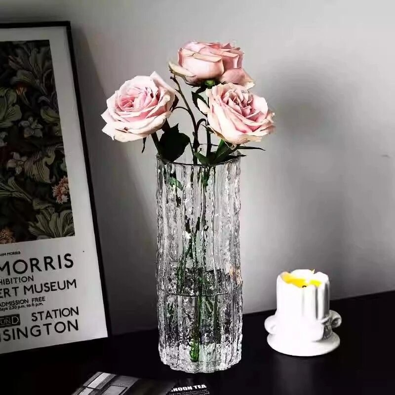 大号轻奢花瓶玻璃透明水养富贵装饰摆件竹客厅桌面插干⑧