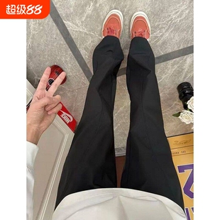 黑色三防软壳冲锋裤男款速干微喇裤子cleanfit直筒休闲裤美式米色