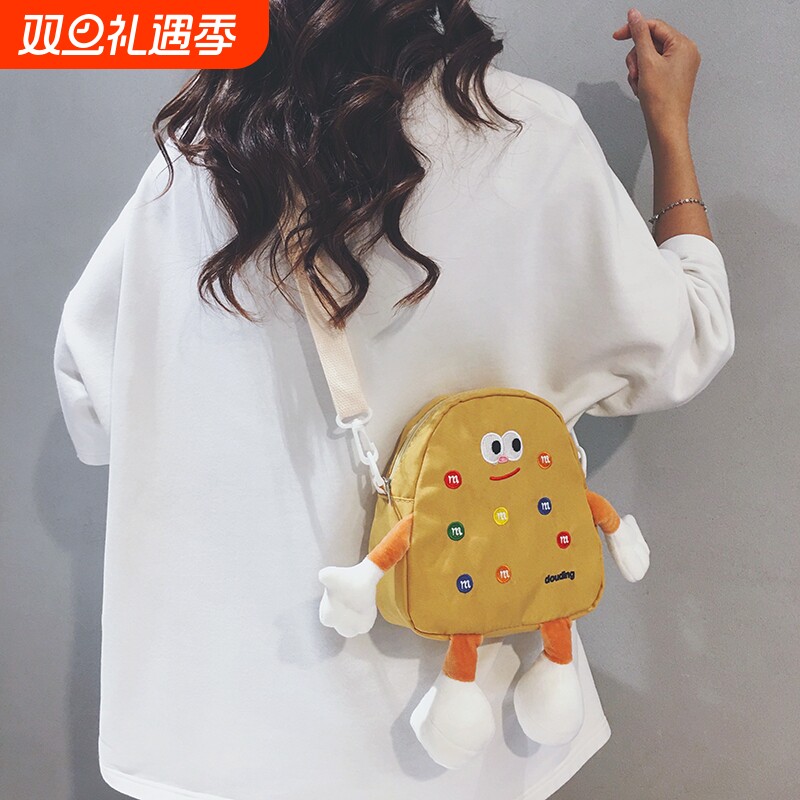 可爱迷你帆布包包女2025新款休闲小众手机斜挎小包女孩儿童卡通包