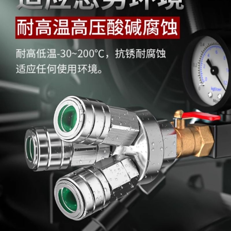 气管快速接头圆三通二通304不锈钢C式自锁气泵空压机分流配件大全