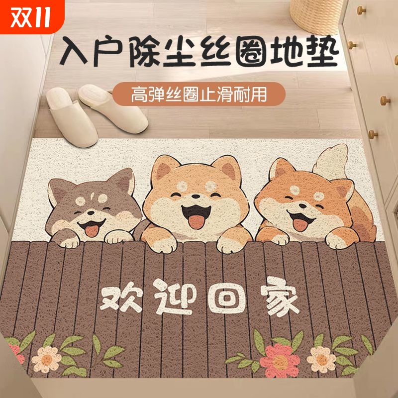 入户门垫卡通地垫门口玄关丝圈脚垫可剪裁地毯进门客厅家用入门垫