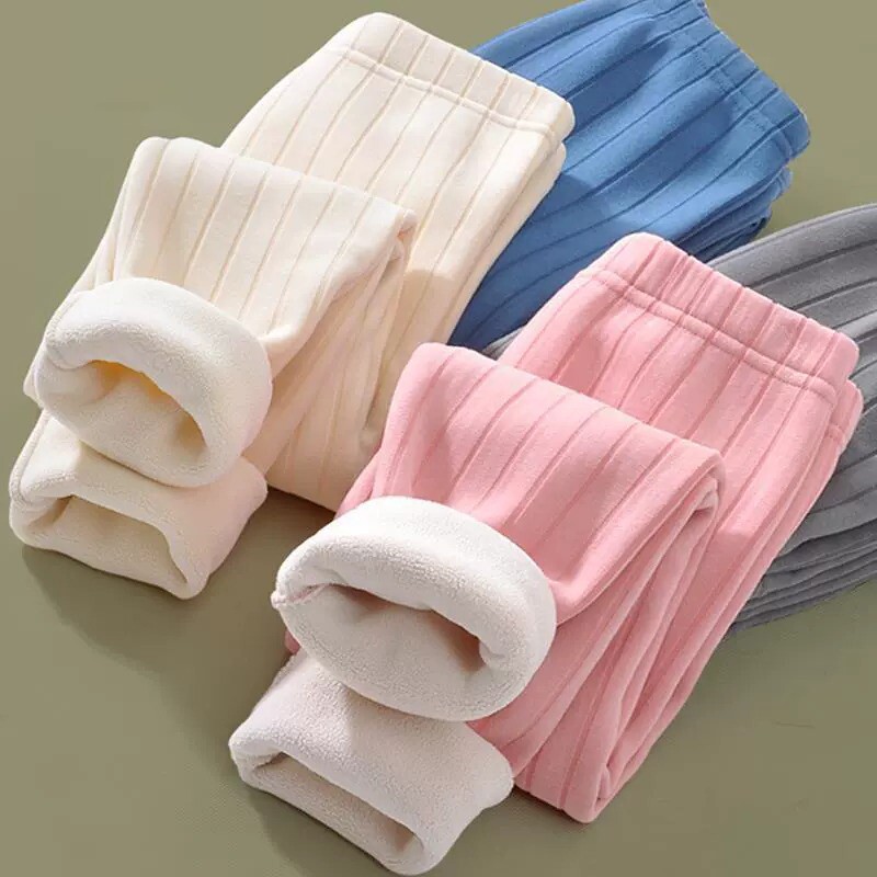 儿童保暖裤一体绒男童校服神器睡裤秋冬季女童加绒加厚内穿棉裤子
