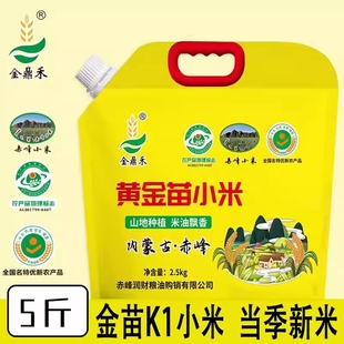 赤峰25年新米正宗金苗小米五斤壶嘴包装赤峰特产东北黄小米煮粥