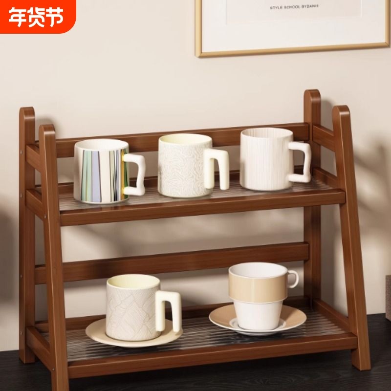 中古风置物架餐边柜台面茶杯水杯咖啡杯收纳架放杯架梯形多层简易,住宅家具,搁板/置物架/家用陈列架,淘宝优惠券,粉丝福利购,淘宝优惠卷